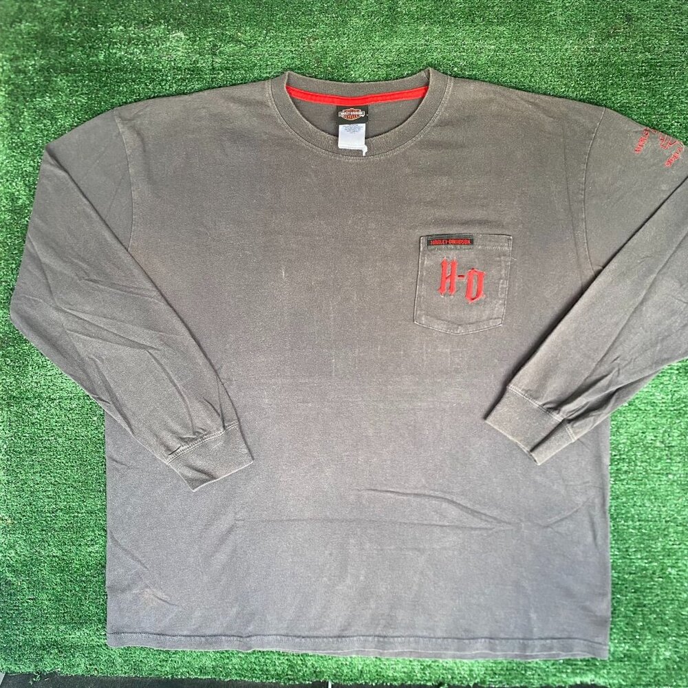 Vintage Y2K Harley Davidson Shirt Gothic Biker Long Sleeve Tee